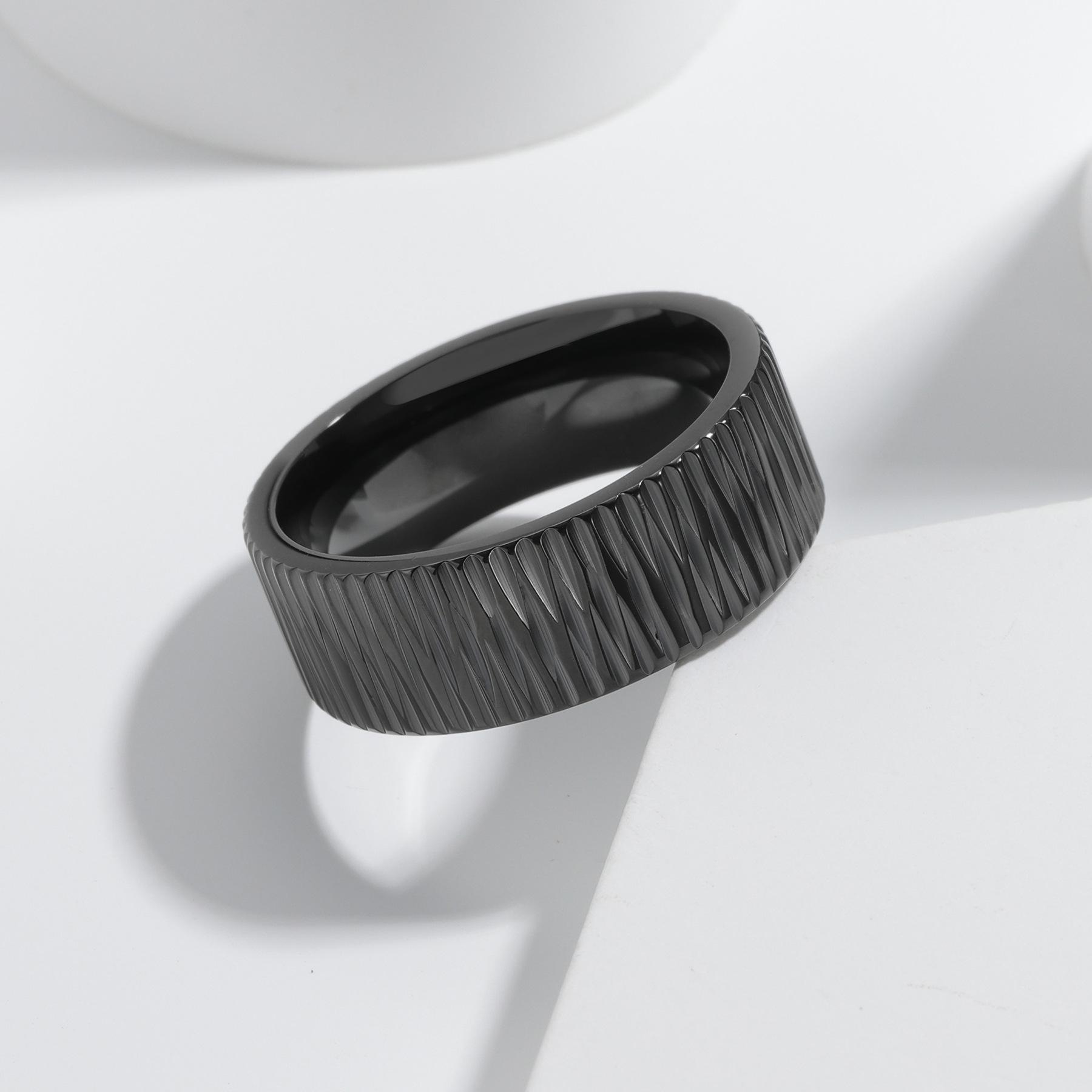 

European and American Ins Fashion 8mm Vertical Pattern Ring Vacuum Ring 13