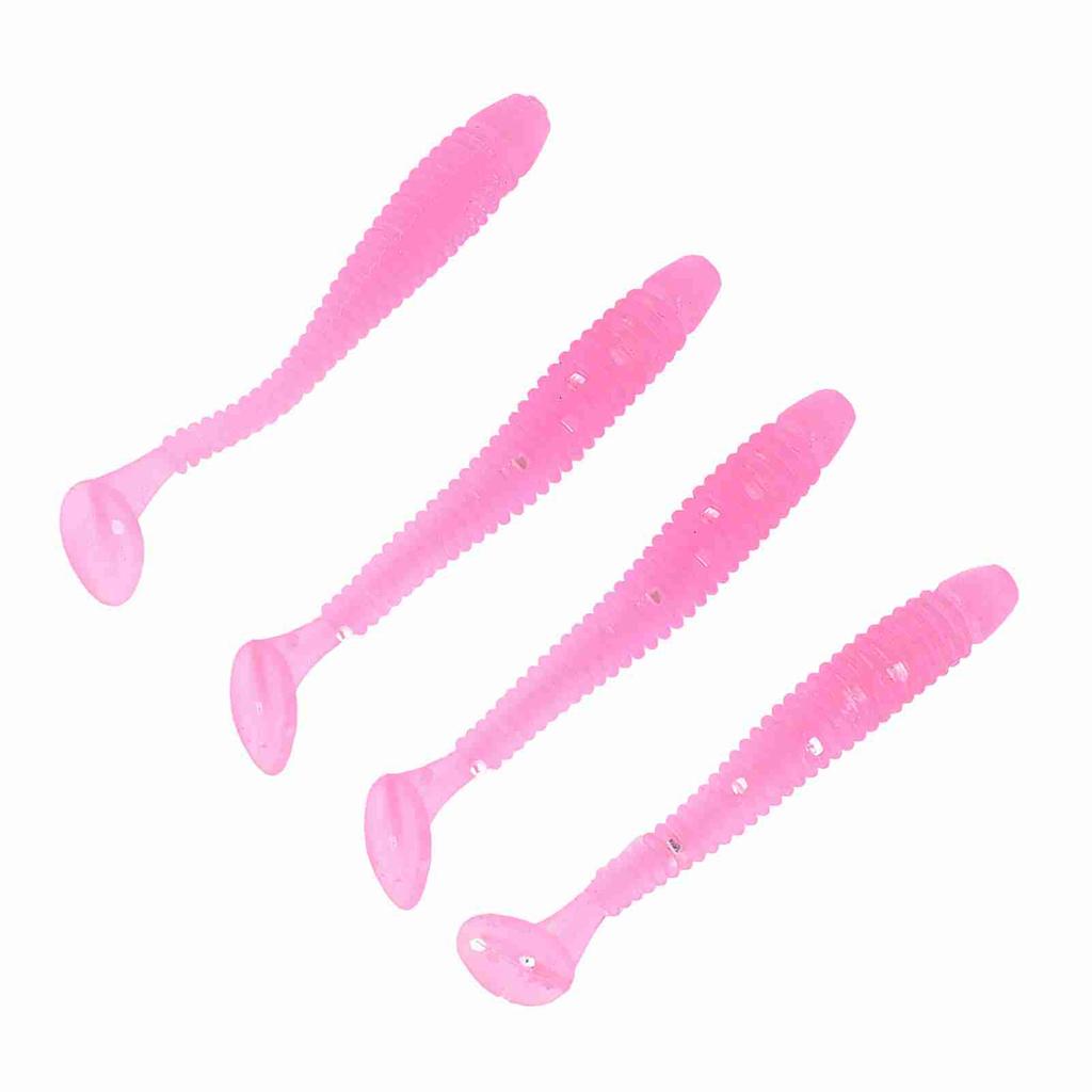 50PCS 5cm Soft Plastic Fishing Lures T tail Grub Worm Baits Fish Tackle Accessory Pink