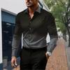 Spring Autumn Long Sleeved Shirt for Men with Sense of Luxury Gradient Lapel Loose Buttons Versatile Versatile Shirts Men’s