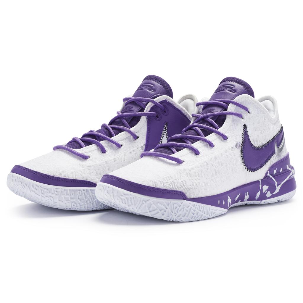 Nike LeBron NXXT Gen Slip Resistant Abrasion Resistant Mid top Basketball Shoes Men's White Purple Asian Version DR8788-101(Team80-)