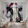 2pcs HD Cow decorative curtain with Santa hat White tie digital printed curtain Home Decoration style Decorate living room be