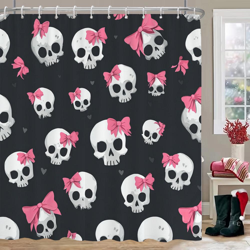 Halloween Shower Curtain Horrible Skull Bathroom Curtain With Hooks Printed Home Decor Curtain
