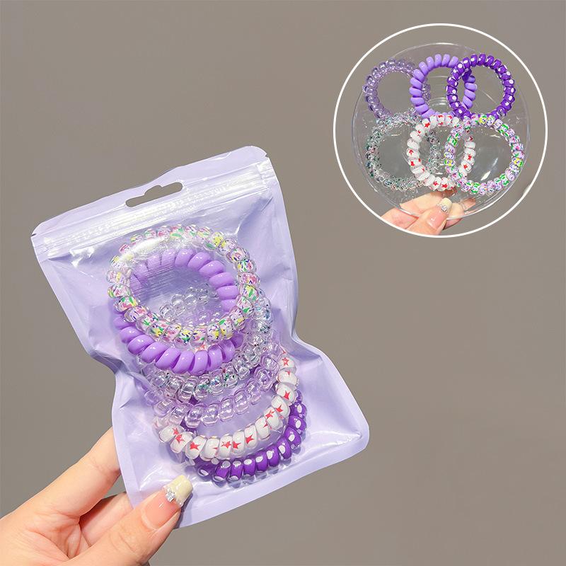 Summer Simple Telephone Wire Hair Tie Hair Band Bun High Elasticity Hair Rope for Women, Hair-Friendly Hair Accessory