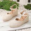 2026 Women's Hand-Woven Closed-Toe Wedge Sandals – Breathable, Comfortable High Heels