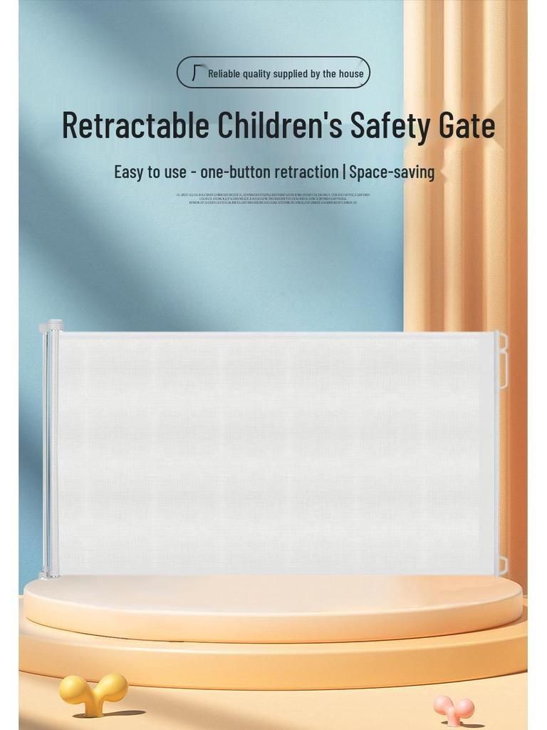 Child & Pet Safety Retractable Gate - Indoor Stairway Protection Rail & Anti-Cat Barrier