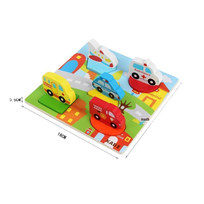 Wooden 3D Animal Puzzle Board - Early Education Toy for Preschoolers