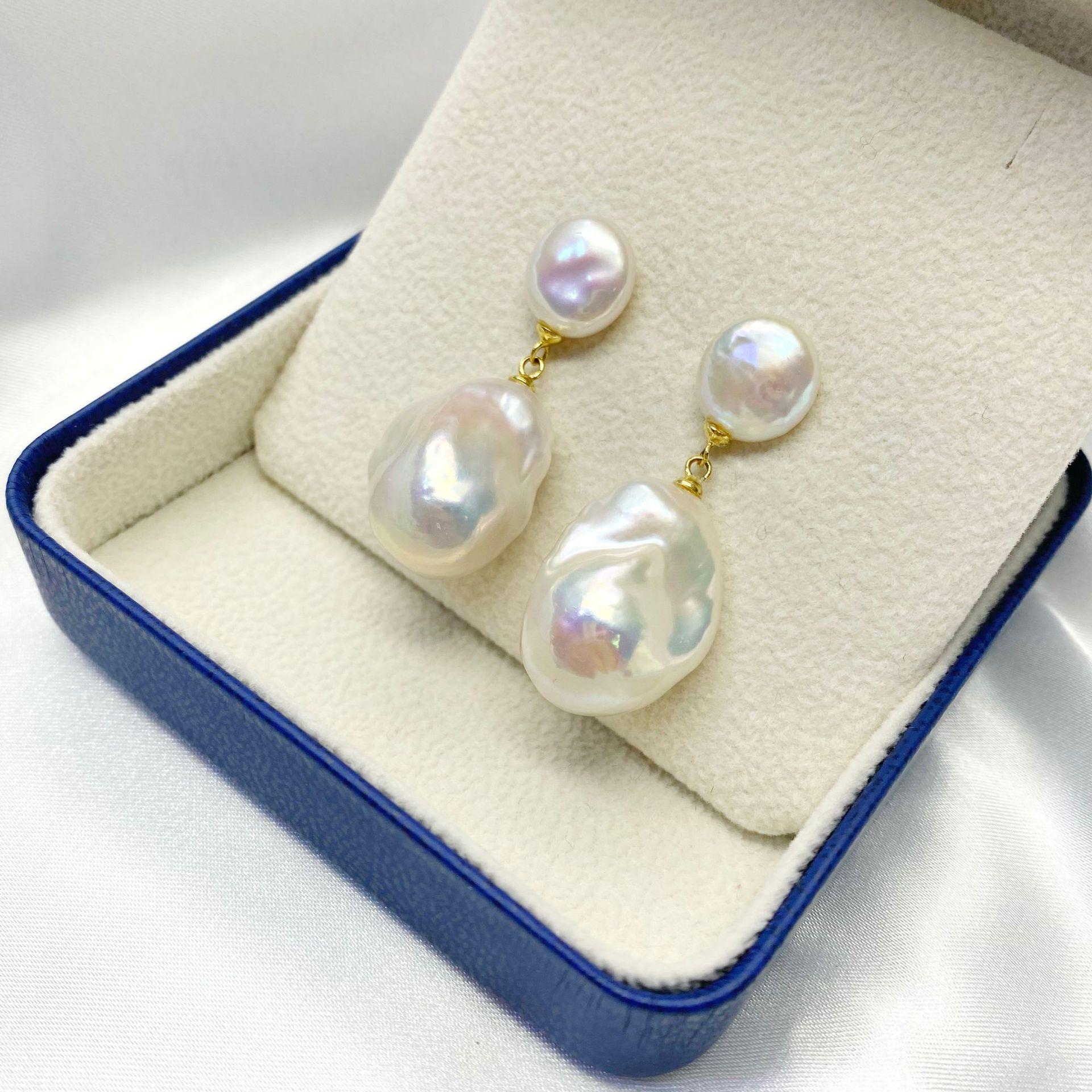 

Серьги из серебра 925 пробы с пресноводным жемчугом и двойными бусинами No Baroque No Woman S925