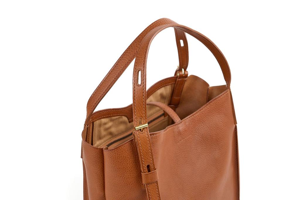 Genten Genuine Leather Tote Women's Bag, Brown, GE-44731-50