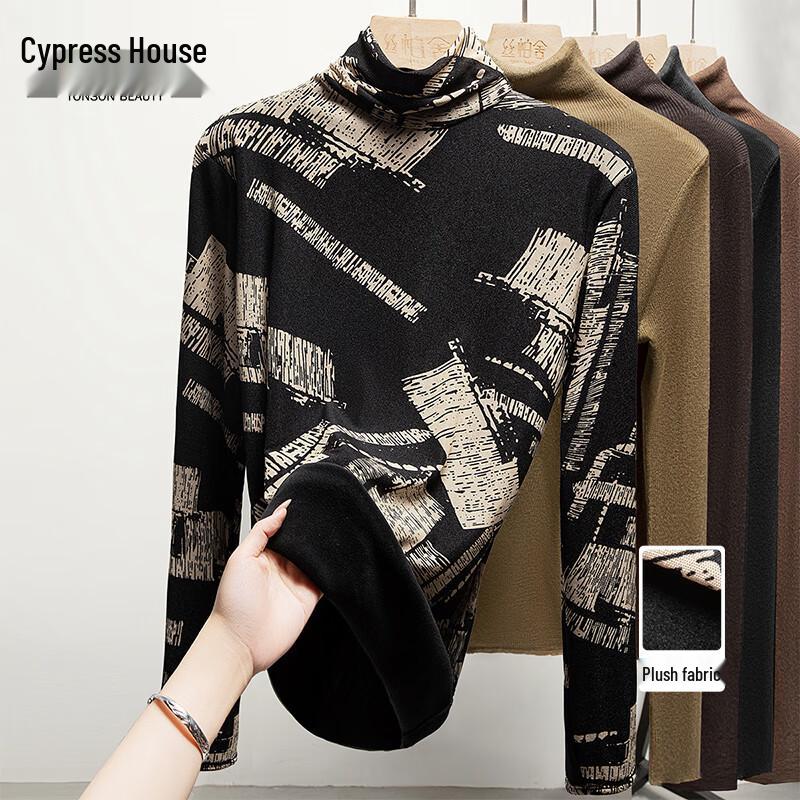 Women s Leopard Print High-Neck Long-Sleeve Plush Top XL
