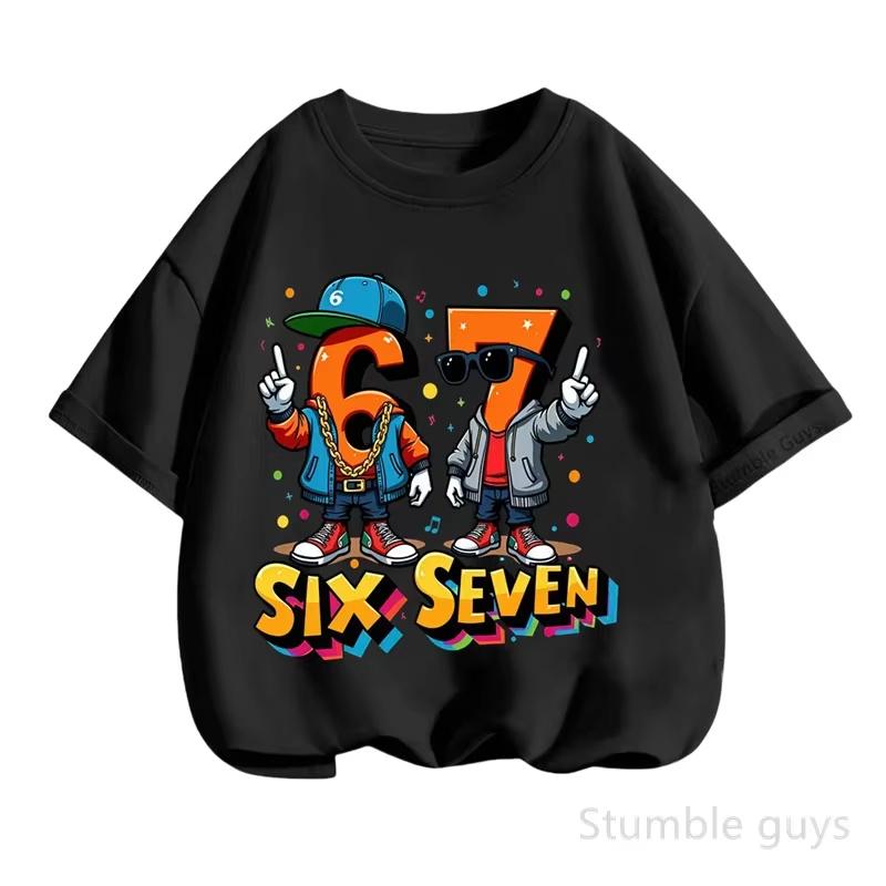 Kids White SIX SEVEN 67 Hip Hop Graphic TShirt Soft Cotton Streetwear Tee for Boys Girlsdf0168