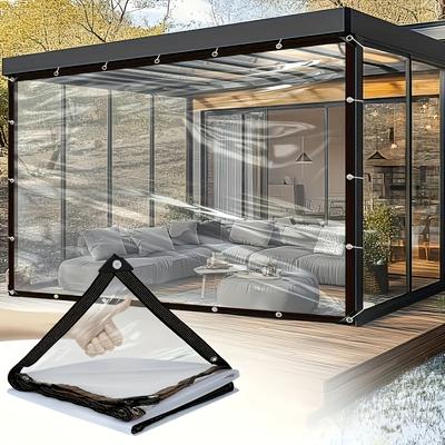 Waterproof PVC Tarpaulin with Holes for Garden, Balcony, Greenhouse & Outdoor Rain Protection.