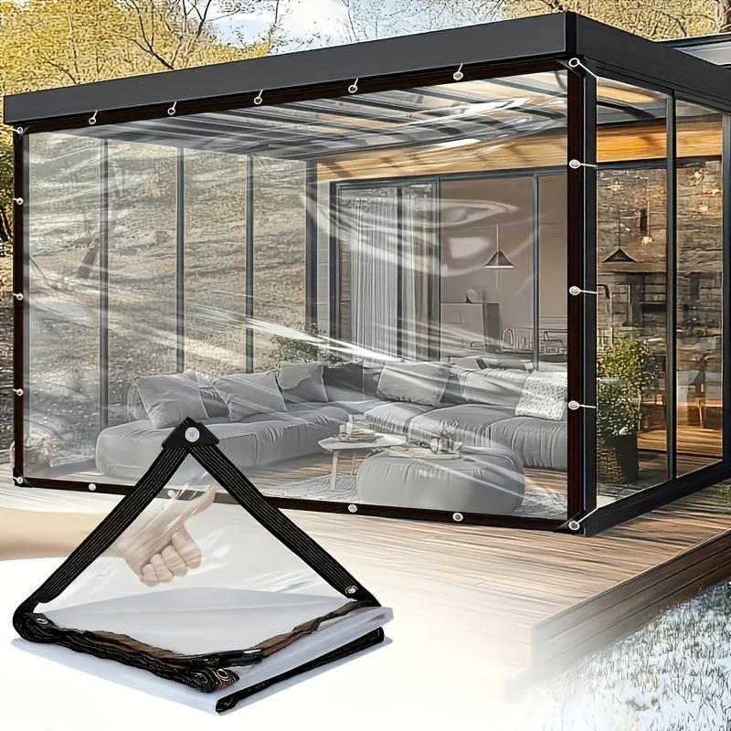 Telo in PVC Trasparente con Occhielli, Adatto per Giardino, Balcone, Terrazzo, Serra, Cortile, Pollaio, Portico e Campeggio