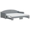 Pull Out Daybed with Mattress Light Grey 90x190 cm Fabric