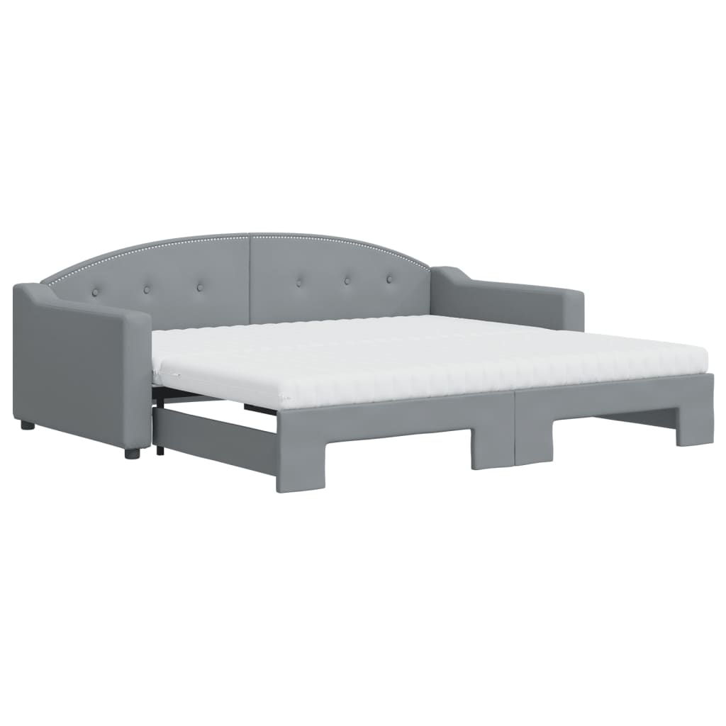 Pull Out Daybed with Mattress Light Grey 90x190 cm Fabric