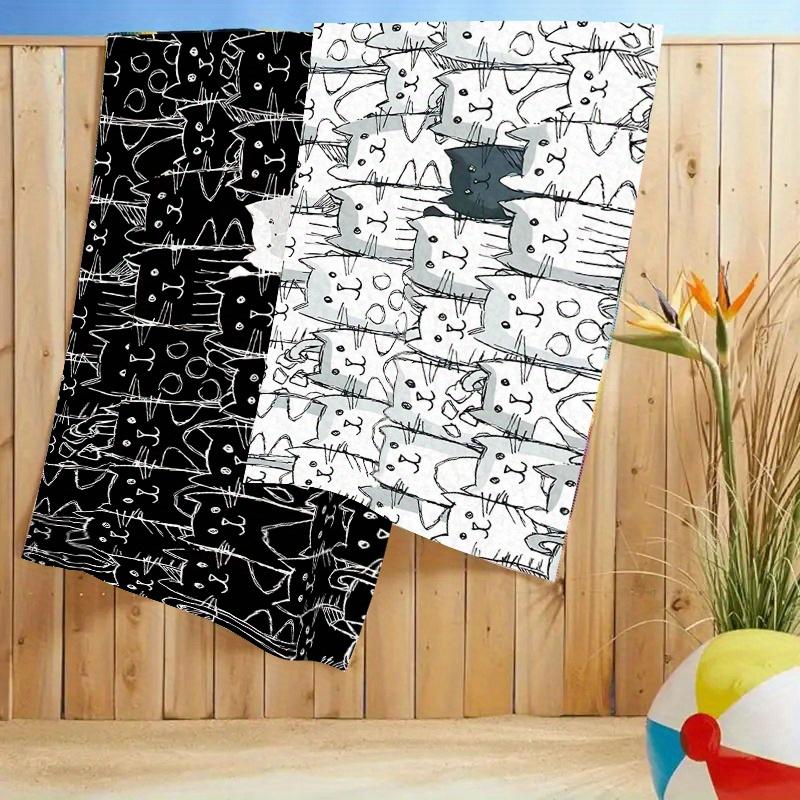 [Cartoon Cat Towels] 1pcs Cartoon Cat Beach Towels - Quick-Dry Super Absorbent Microfiber, Lightweight Large Size for Beach