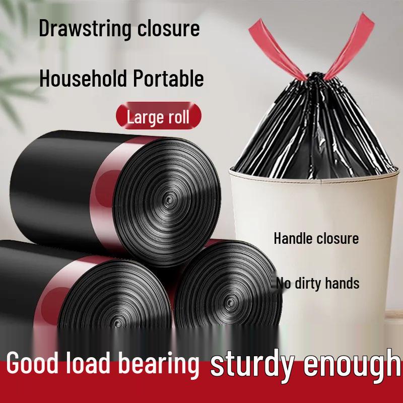 Thickened Black Vest-Style Garbage Bags: Medium & Large for Kitchen Cleaning, Economy Pack