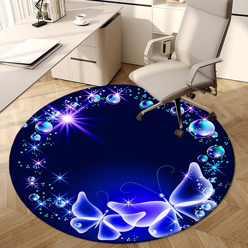 1pc Office Carpet Chair Mats Butterfly Sparkle Circular Frame Perfect for Decorating Office Chairs, Living Rooms, Or Bedrooms