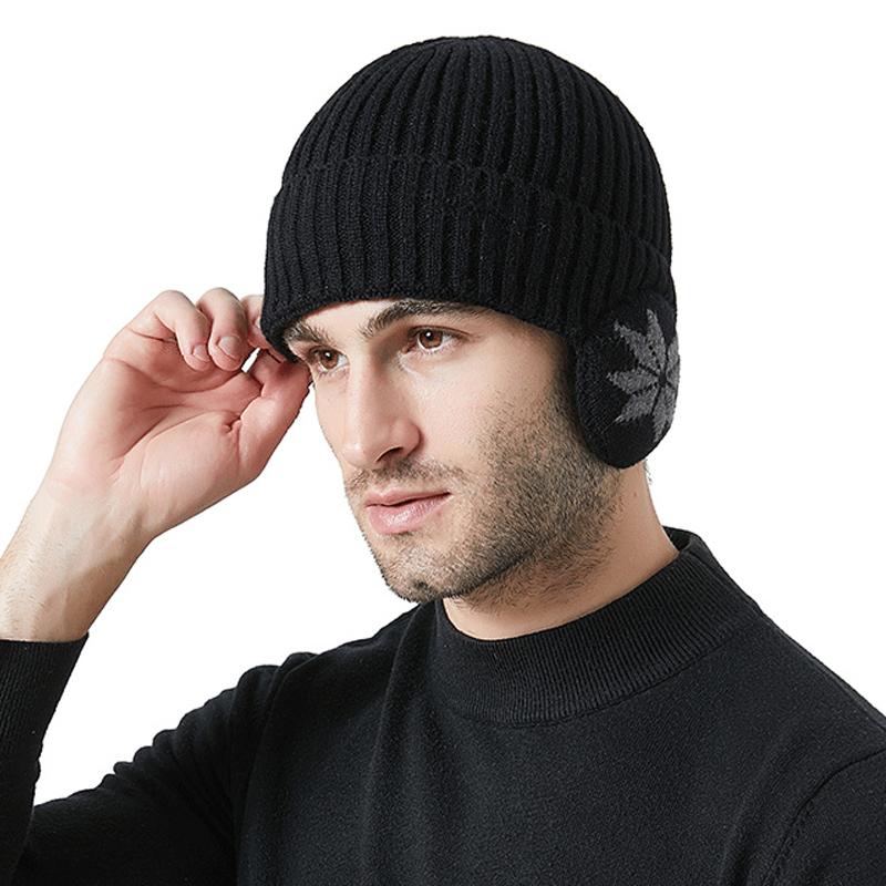 Winter dicke Schneeflocke Gehörschutz Strickmütze Herren warme Wollmütze Damen Outdoor Radfahren kältebeständige Mütze