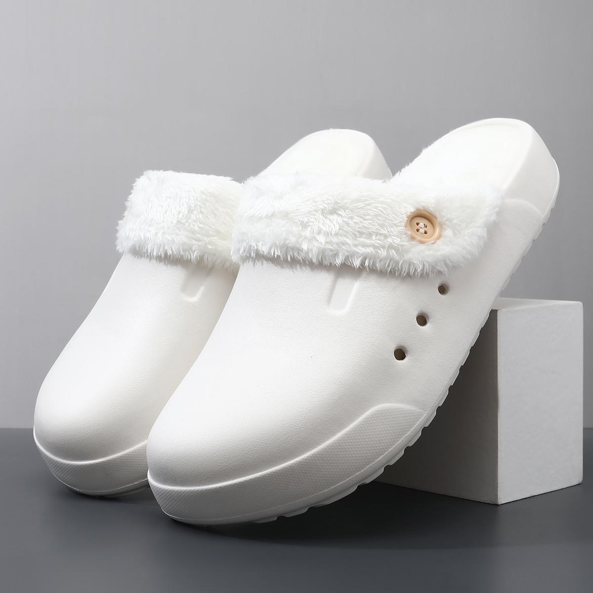 

Winter Slippers for Men Trendy All-match Comfortable Men s Slipper Velvet Thickening Eva Couple s Shoe Anti-slip Wear-resistan 46-47 білий