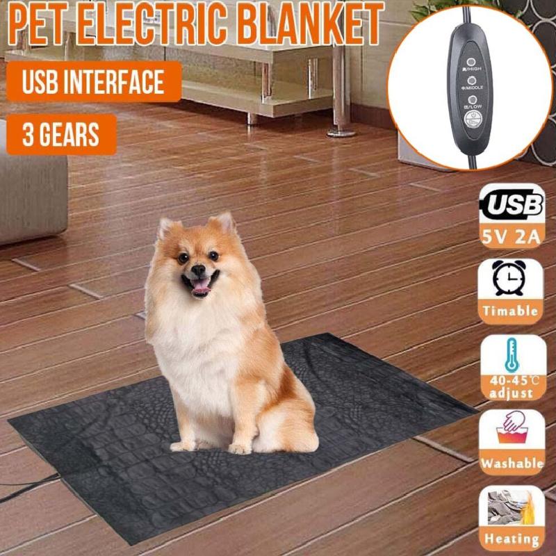 Heizung Haustier Elektrisches Hunde Katze Bett Wärmer 3 Modi Wasserdicht Teppich Decke USB Bett