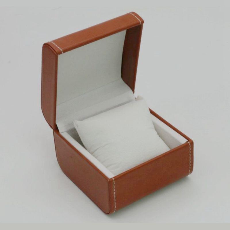 Rounded Corner PU Leather Single Watch Storage Box with Threaded Flip Cover