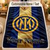 Flannel BlanketInter Milan Custom Name Text Personalized Soft Warm Throw Blanket Home Decor Gift
