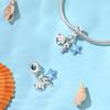 Ocean Wind Seahorse Turtle Whale Charm Beads DIY Jewelry Accessories Bracelet White Copper Plated