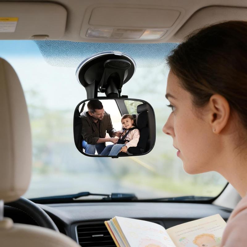Car Rearview Mirror Wide View Safety Mirror For Windshield Infant Car Seats Clear Reflection 360-Degree Rotatable Adjustable