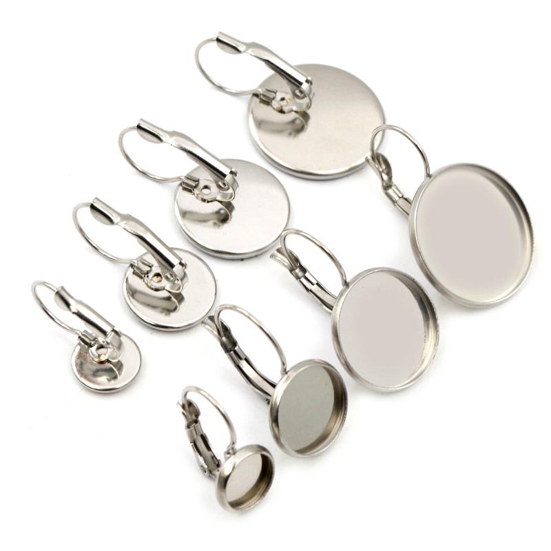 Edelstahl Gold Plated 8-20mm Französische Hebel Cabochon Ohrring Fassung Leere Basis Cameo Schale DIY Ohr Schmuck Zubehör