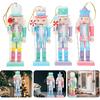 PartyKindom Nutcracker Ornaments for Christmas Tree: 4pcs Small Figures, Wooden Soldier Hanging Decorations for Xmas Gift, Shelf, Table, 5"