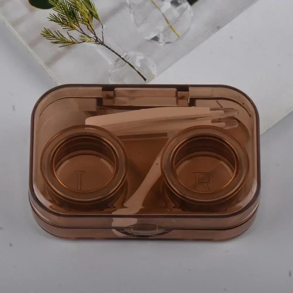 Mini Transparent Cute Portable Contact Lens Case with Tweezer Suction Stick Set for Travel Kit Holder Contact Lenses Box