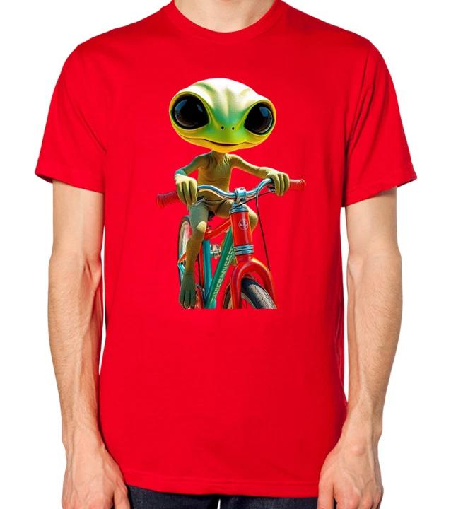 Alien Riding A Bike T-Shirt Men Women Unisex Top L