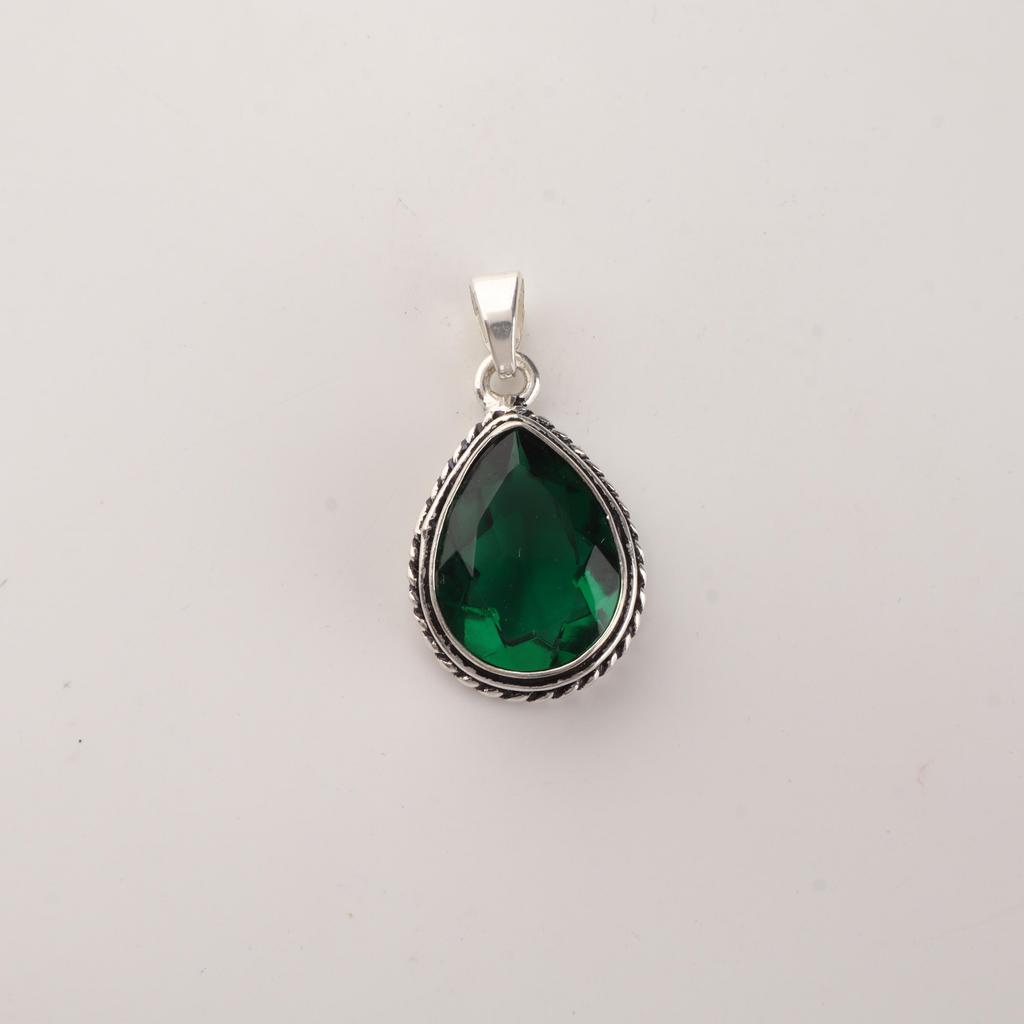 Chrome Diopside Gemstone 925 Sterling Silver Handmade Silver Chain Pendant 1.3" For Gift APP-3-15