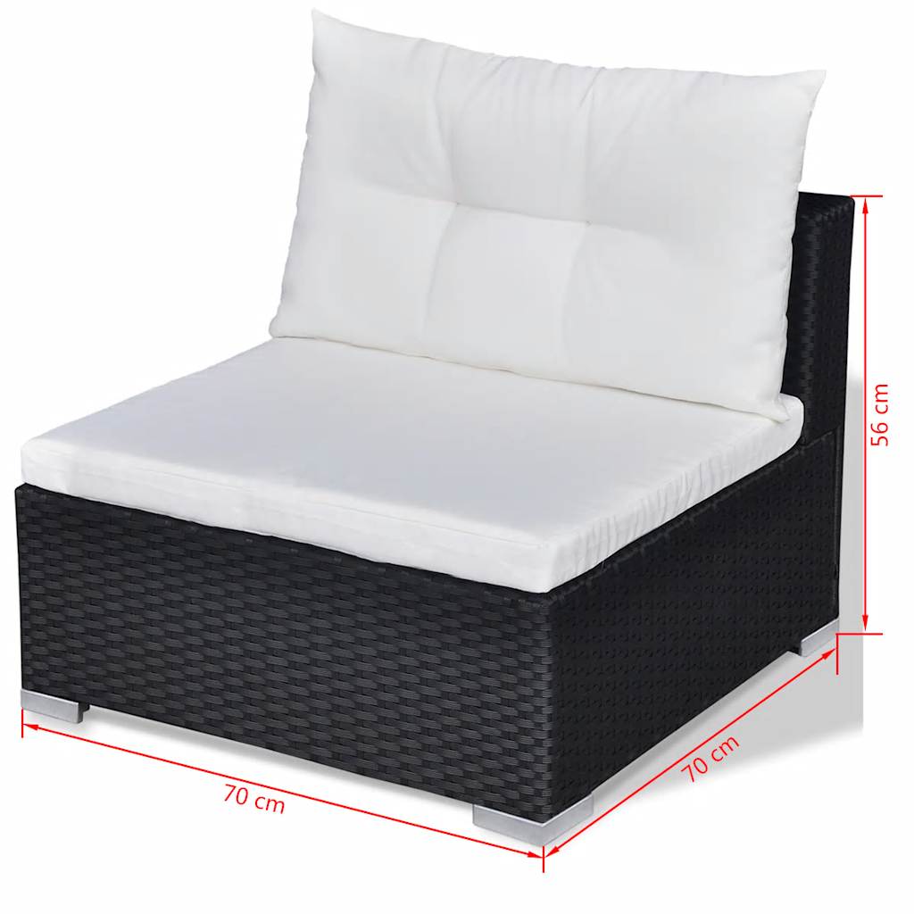 10 piece Garden Lounge Set with Cushions Poly Rattan Black
