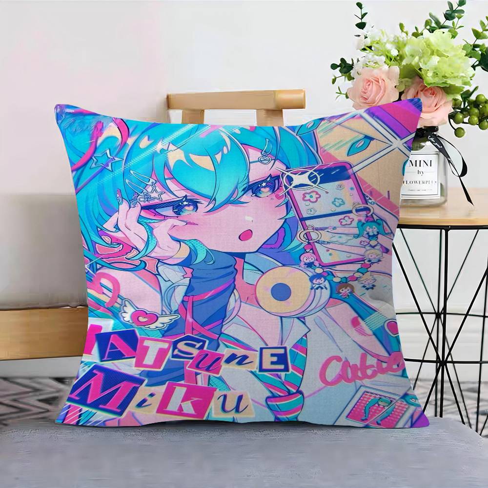 H-Hatsunes Role Anime M-Miku Pillow Cover Sofa Cushion Cover Home Room Decoration Children Gift