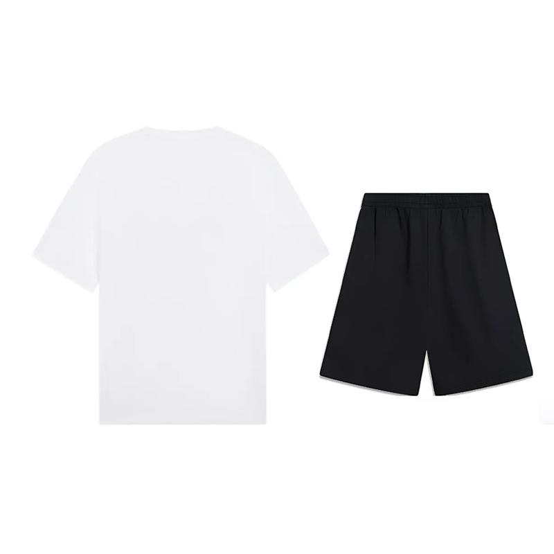 Li-Ning Graffiti Logo Print Round Neck Short Sleeve T-Shirt Casual Sports Set Unisex Tops AHSUB03-2+AKSV291-1