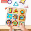 Montessori Wooden Geometric Shape Puzzle Blocks for Early Education