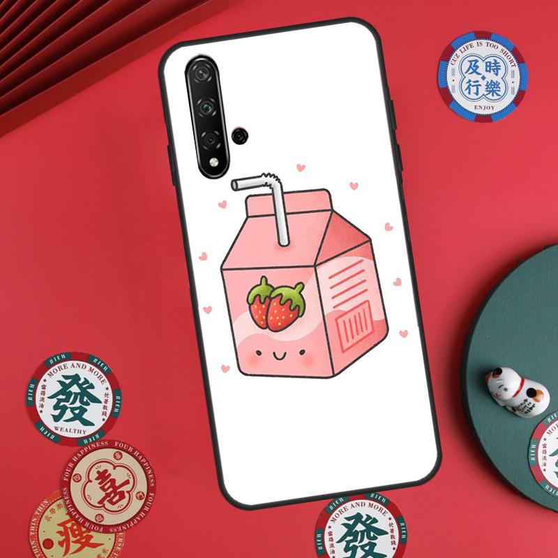 Cute Strawberry Milk Box For Huawei Nova 5T 10 9 SE 7i 8i 11i 12i Y73 Y90 Y70 Y72 Y61 Y91 P60 Pro P30 P40 Lite Case