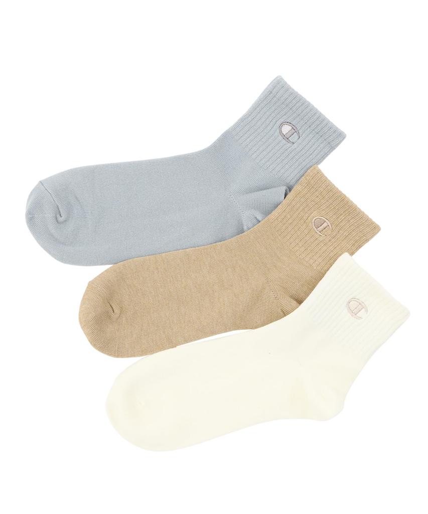 Champion Solid Socks with Embroidered and Socks Assorted Women's (3-Pair Set) Non-Pile, Logo, One-Point Logo, Quarter-Length (CWSCY203) -