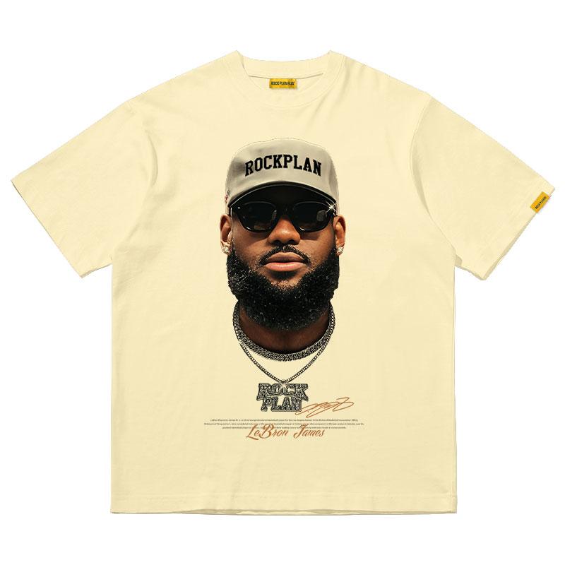 James Big Head American Print Short Sleeve Loose T-shirt Sports Basketball Jersey Tide Graphic T Shirts Men Clothing Oversized