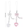 Sweet Bowknot Heart Bead Pendant Phone Straps Lanyard Pocket Keychain Strap