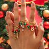 Elk Cane Ring Three-piece Christmas Cute Bells Animal Pendant Ring Set Female