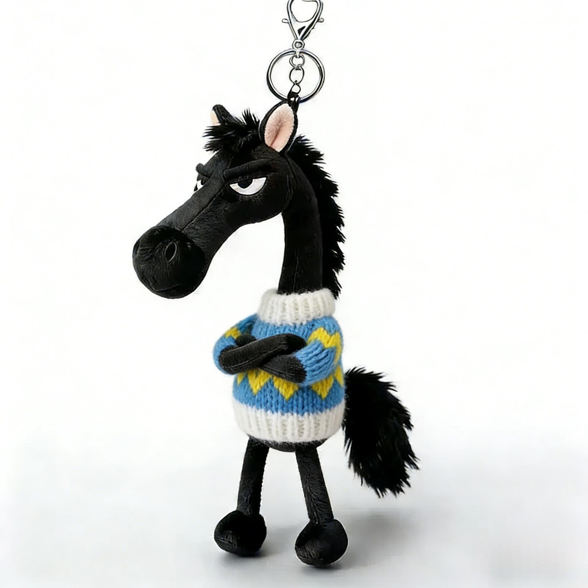 Chosen Dark Horse 2026 Zodiac Pendant Plush Keychain - Year of the Horse Ornament Toy Year of the Horse Gift Box