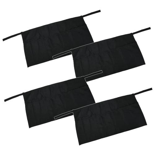 Set of 4 short, plain, waist-wrap aprons with pockets for cafes, salons, and other professional use.