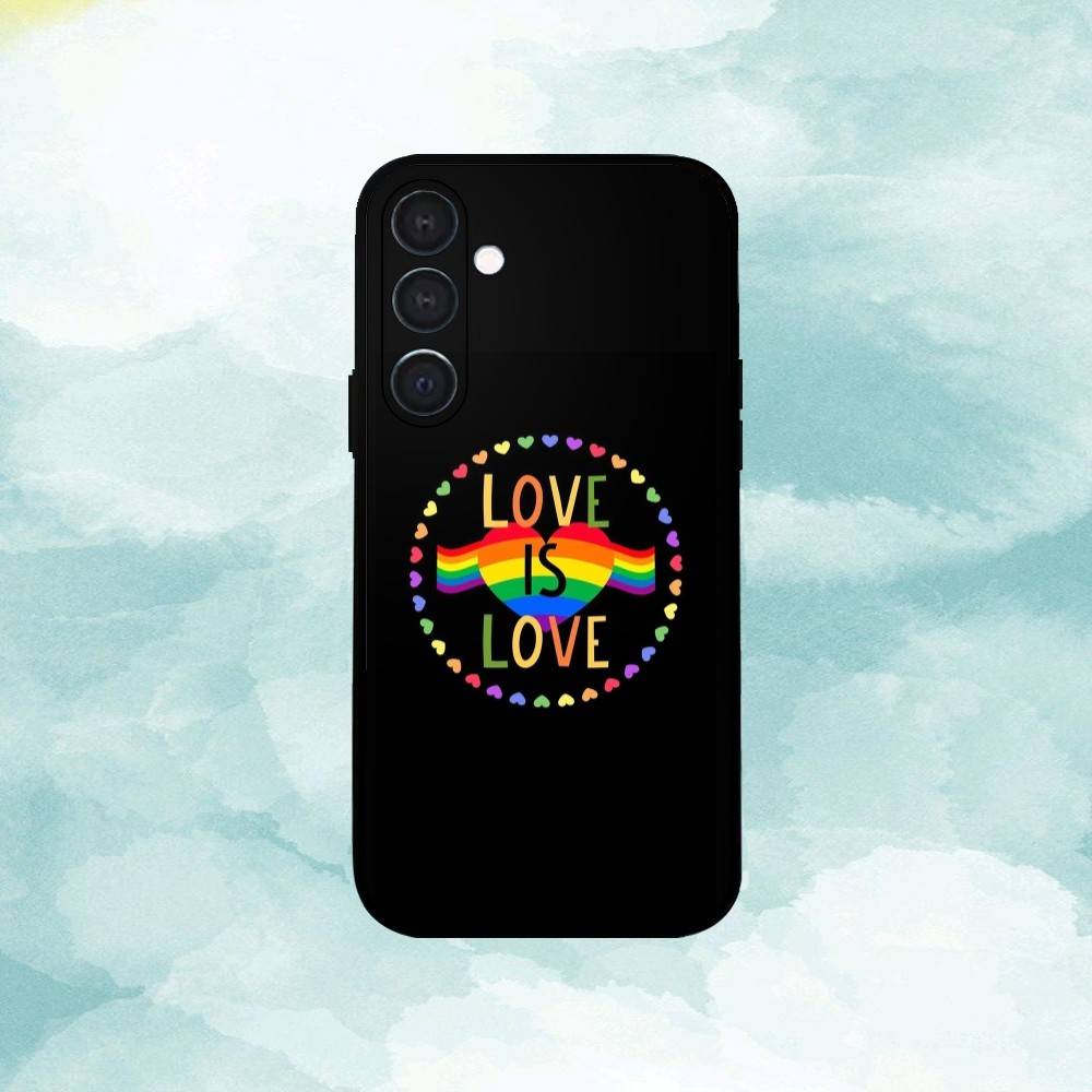 Love Is Love LGBT Rainbow  Phone Case For Samsung  A73,72,71,53,52,51,22,91,80, Soft Black Cover