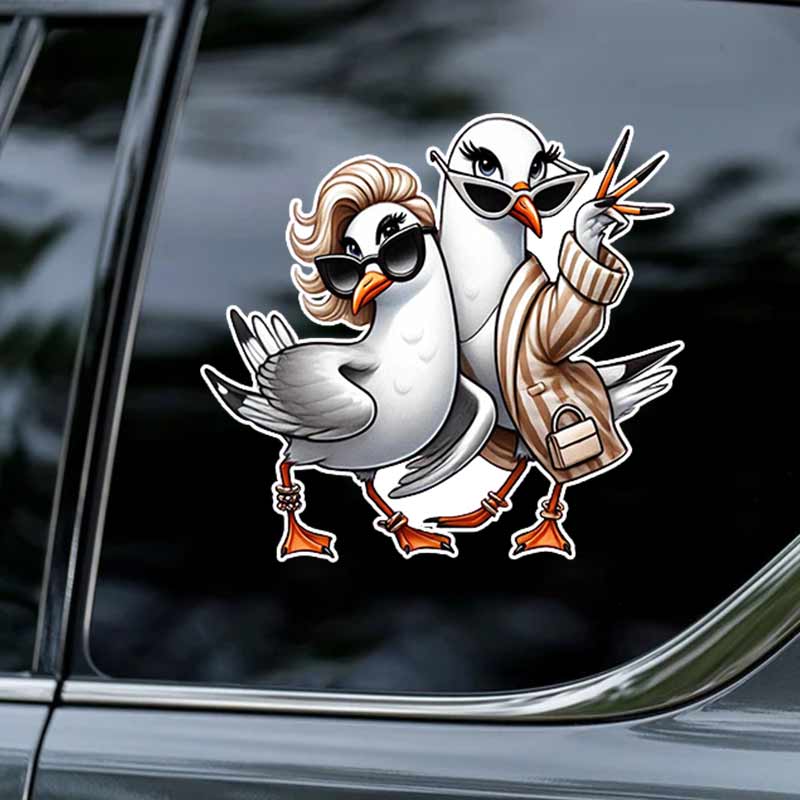 

Humorous Silly Seagull Car Sticker Waterproof Vinyl Decal on Bumper Rear Window Laptop Self-adhesive Decal For Car Accessories TM243 15x14cm
