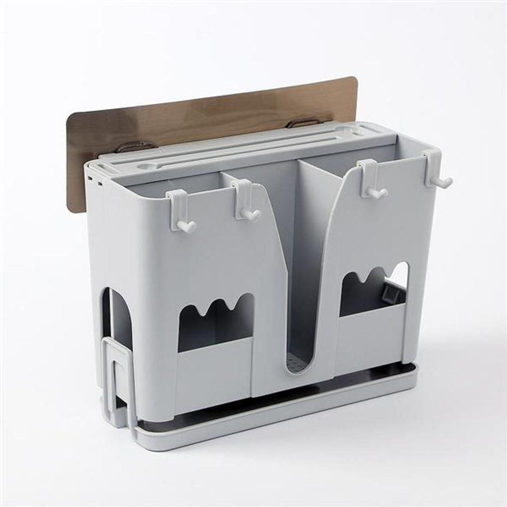 Adhesive Multi-Cutlery Holder (Gray) / Kitchen Utensil Organizer