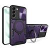 For Samsung Galaxy S22 5G Rotatable Kickstand Back Cover PC+TPU Phone Case with Slide Camera Lid