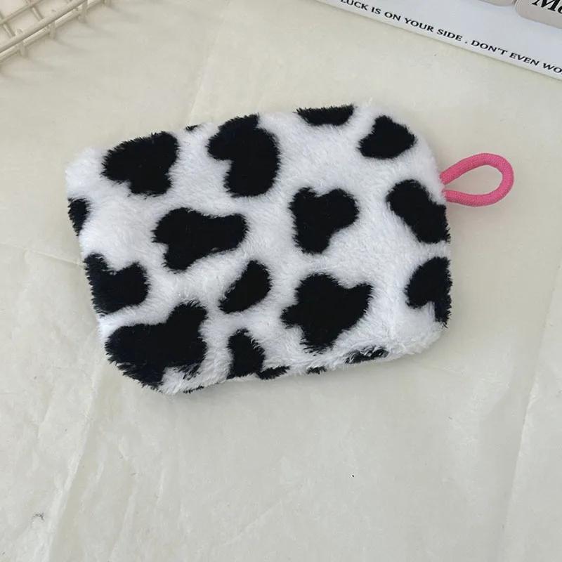 Bolsa pequeña de maquillaje con lazo estampado en rosa y negro para mujer, práctica minicaja para lápiz labial, neceser, bolsa para guardar toallas sanitarias.