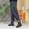 Damen Jeans im Vintage-Stil, Mode-Taschen-Denimhose, Herbst, Freizeit-Haremjeans für Damen